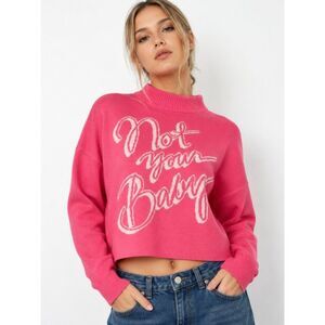 H&M Divided Not Your Baby Pink Graphic Crop Sweater Y2K Coquette Indie Sleaze M